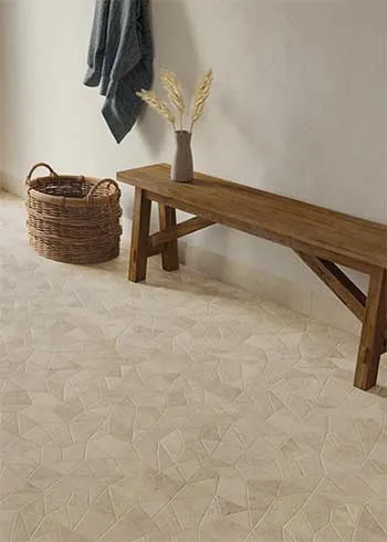 Keramische mozaiektegels die eruit zien als flagstones. De wow trencadis gaudi is te koop in kleur  rila bij Top Tegel 04 in West Vlaanderen nabij Ieper. 