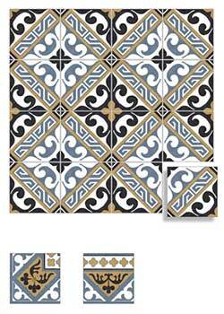 Patroontegels 25x25cm in koningsblauw. Geinspireerd op de patronen van versailles