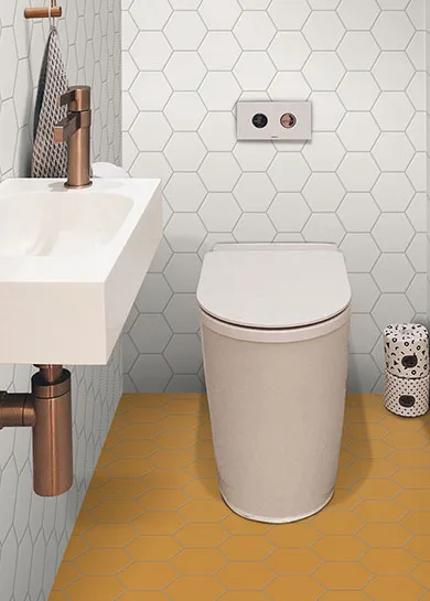 Vloer- en wandtegels in hexagon formaat 14x16 cm geven je interieur een uniek en stijlvol effect. Een populaire keuze voor badkamers, keukens en opvallende accentzones.