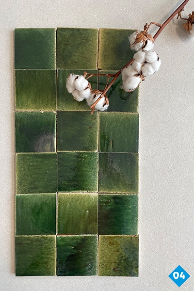 Outlet van goedkope donker groene zelliges 10x10cm.