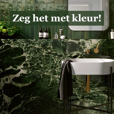 Inspiratie in verschillende kleuren  keramische marmerlook tegels zoals groen alpi verdi, bruin of blauw. 