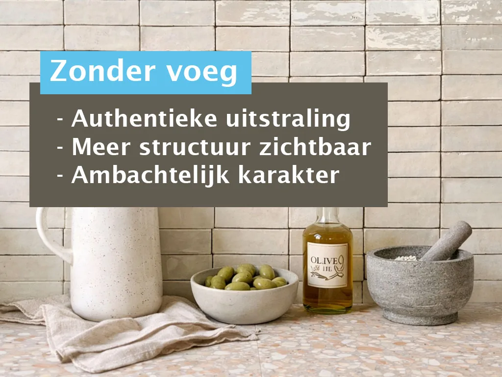 Rechthoekige bejmat zelliges zonder voegen plaatsen. Wat zijn de voordelen van zelliges plaatsen zonder voeg?