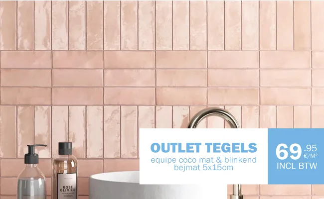Outlet wandtegels: Promo op equipe coco wandtegels 5x15cm in mat en blinkend bij Top Tegel 04 in West Vlaanderen nabij Ieper. 
