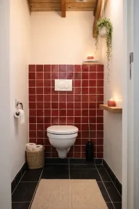Goedkope zelliges in rood bordeaux in de wandtegel outlet van Top Tegel in West Vlaanderen. Kunnen zowel in de keuken, badkamer als toilet geplaatst worden.