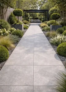 Te koop in de outlet terrastegels: Taupe natuursteenlook keramische terrastegels 60x60cm voor stadstuin, oprit of tuinpad.